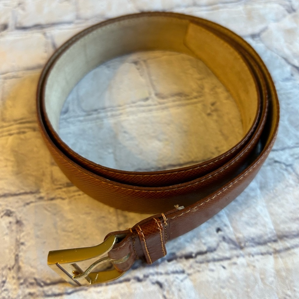 Glazed Aniline on Suedene Leather Lining Caramel Brown Belt 36